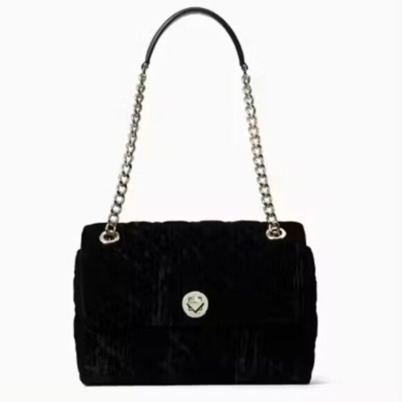 EUC kate spade Natalia Crushed Velvet Medium Flap Shoulder or Crossbody Bag